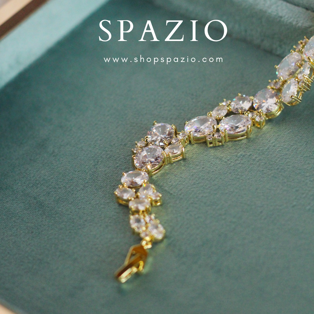 CZ Elegant Statement Bracelet-Golden