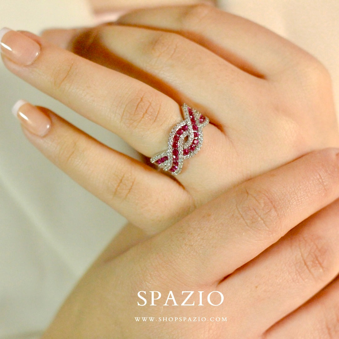 Rosé Swirl Ring-Adjustable