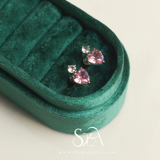 Rosé Heart Zircon Studs