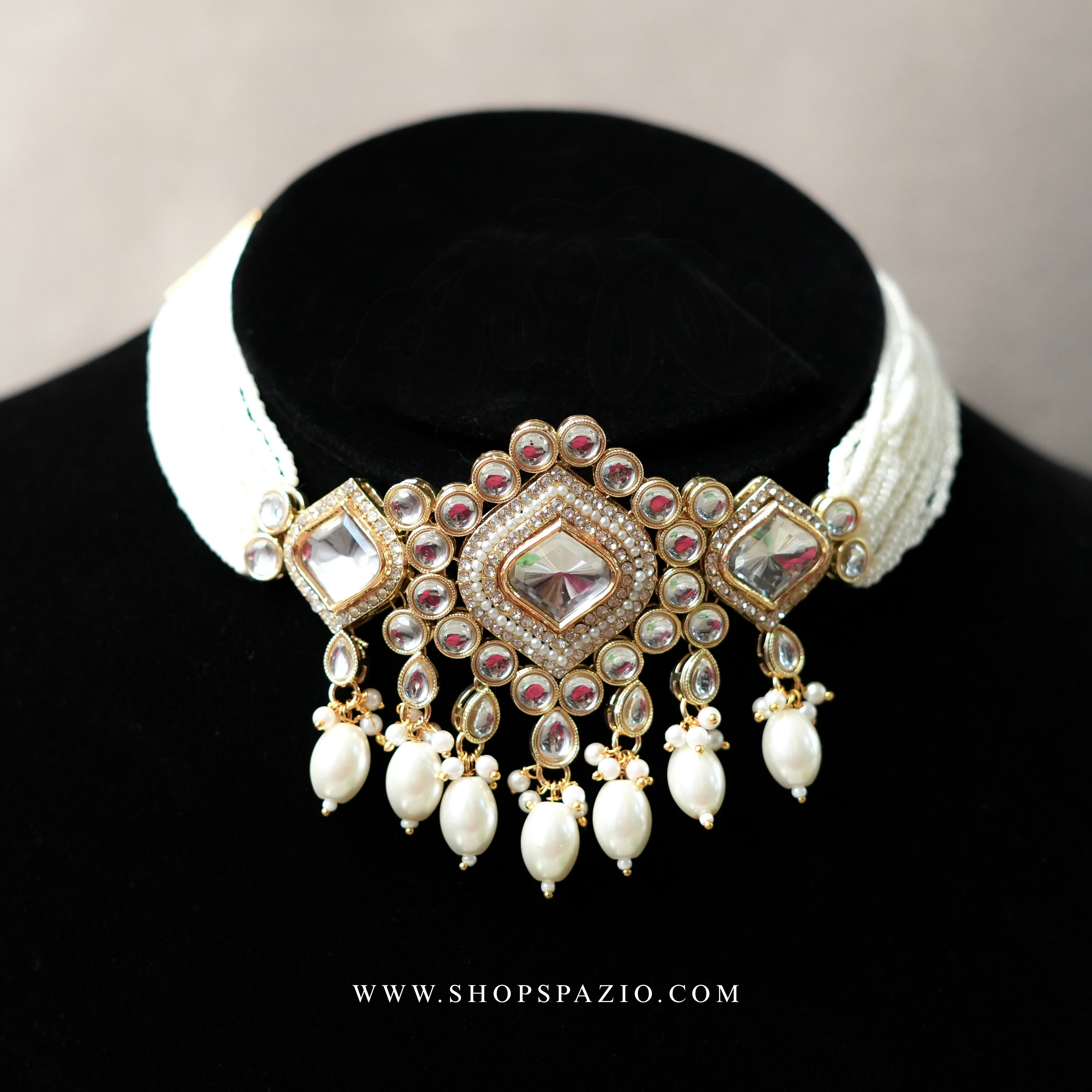 Meher Kundan Set - White