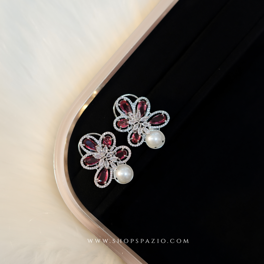 Petal Glow Earrings - Red