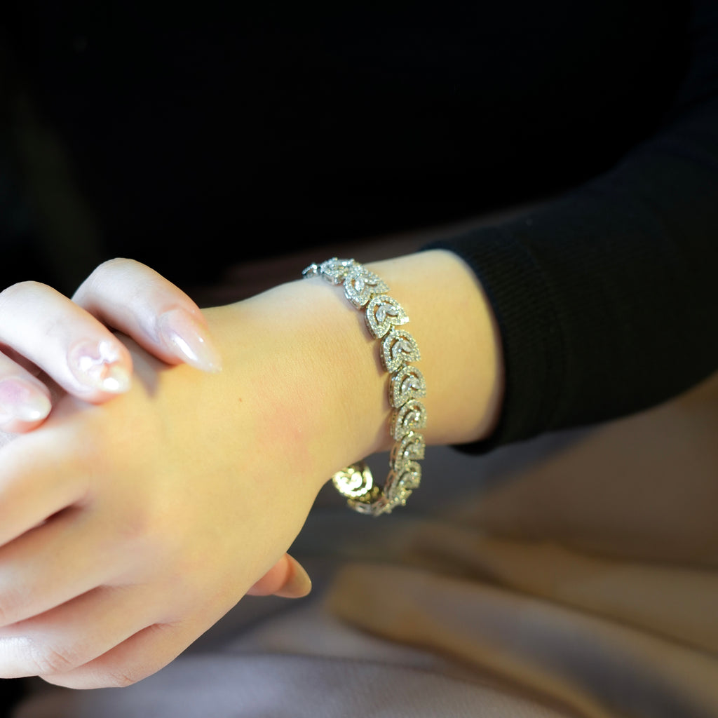 CZ Duo Leaf Bracelet