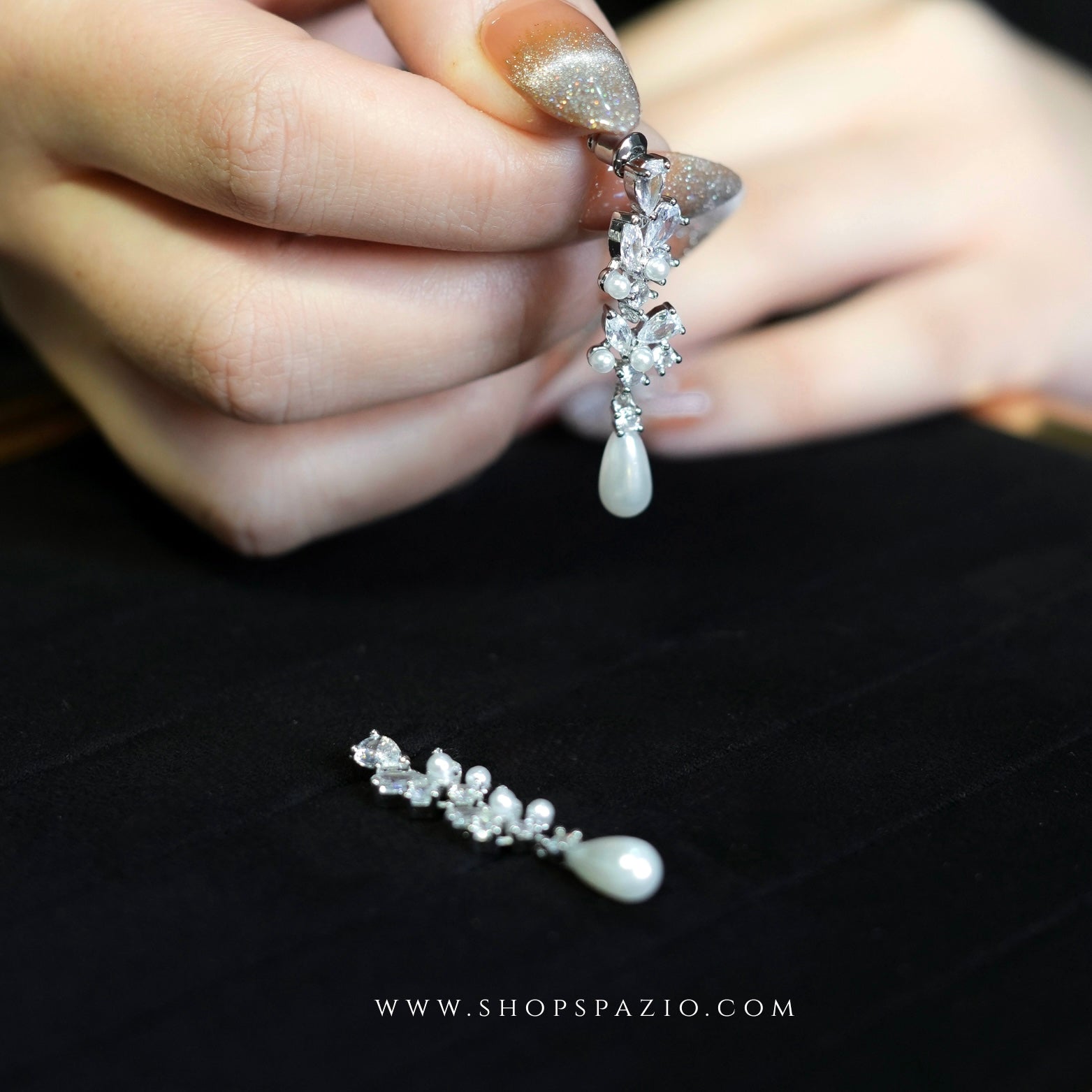 Teardrop CZ Pearl Earrings