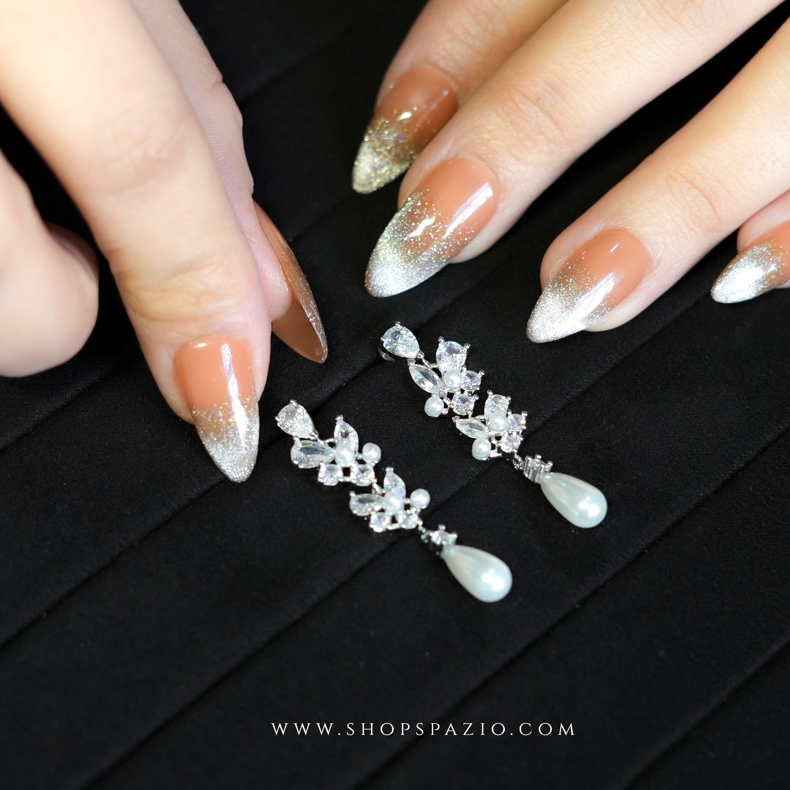 Teardrop CZ Pearl Earrings