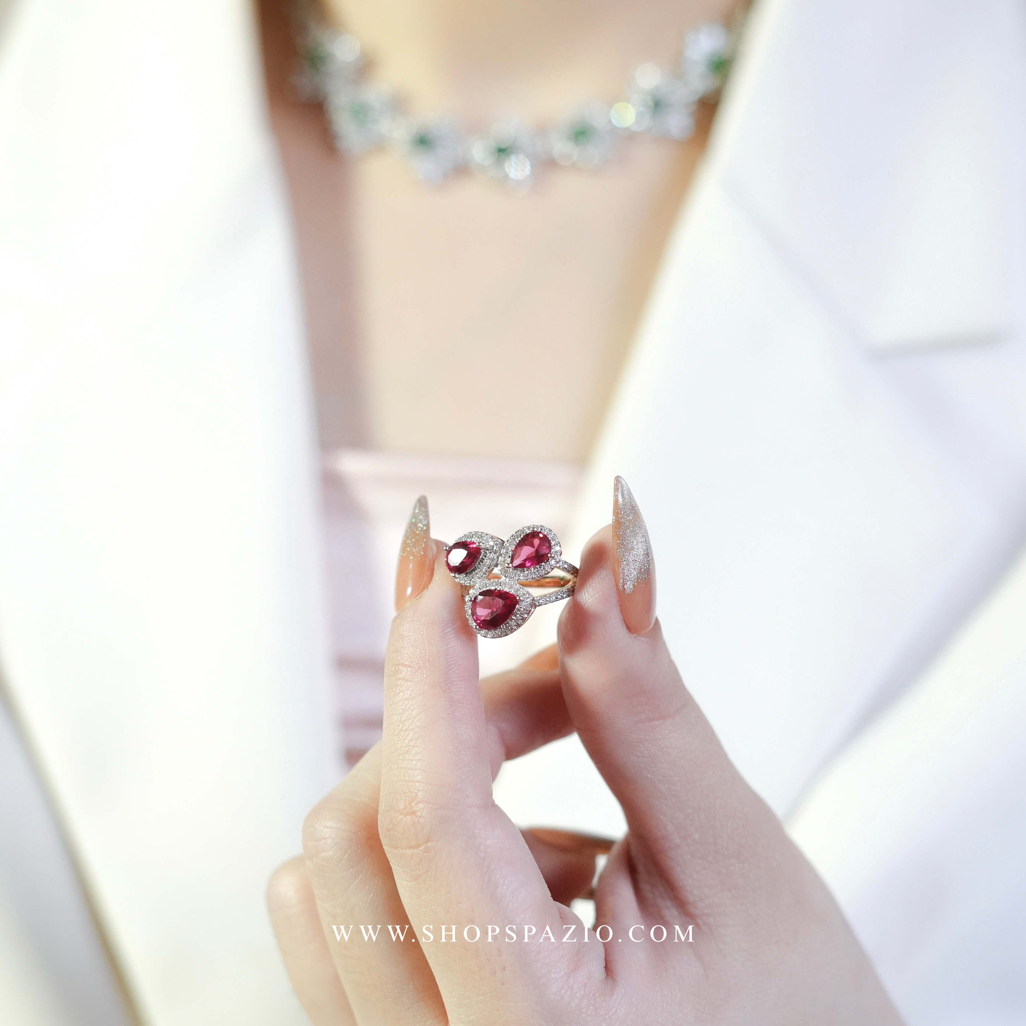 Crimson Trio CZ Ring