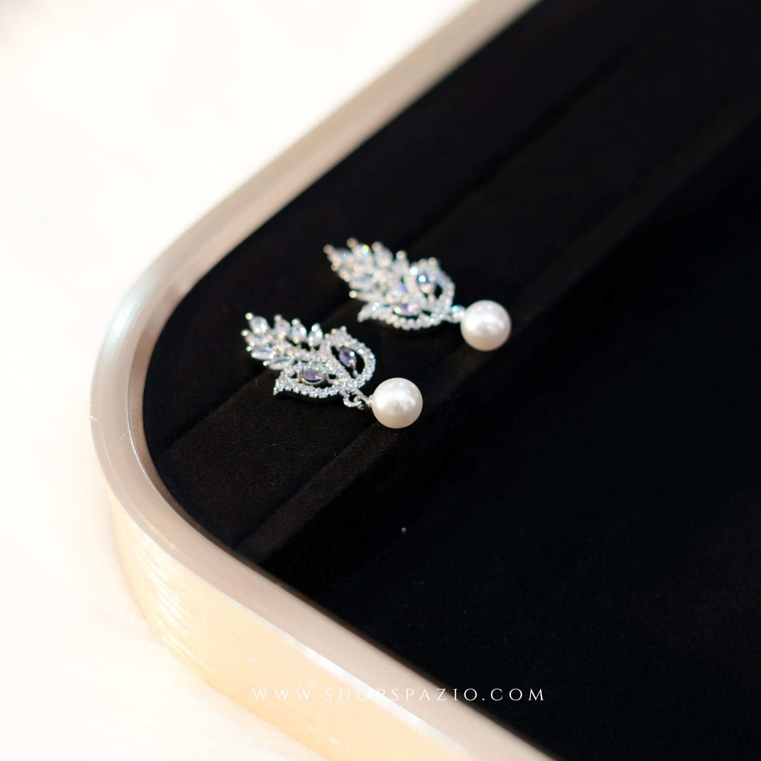 Petal Grace Pearl Earrings - Purple