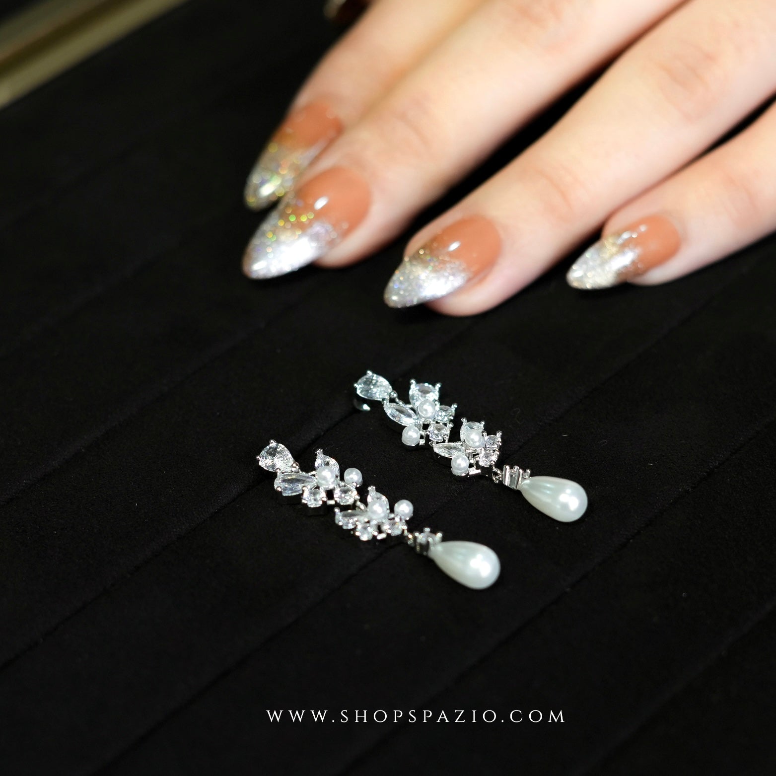 Teardrop CZ Pearl Earrings