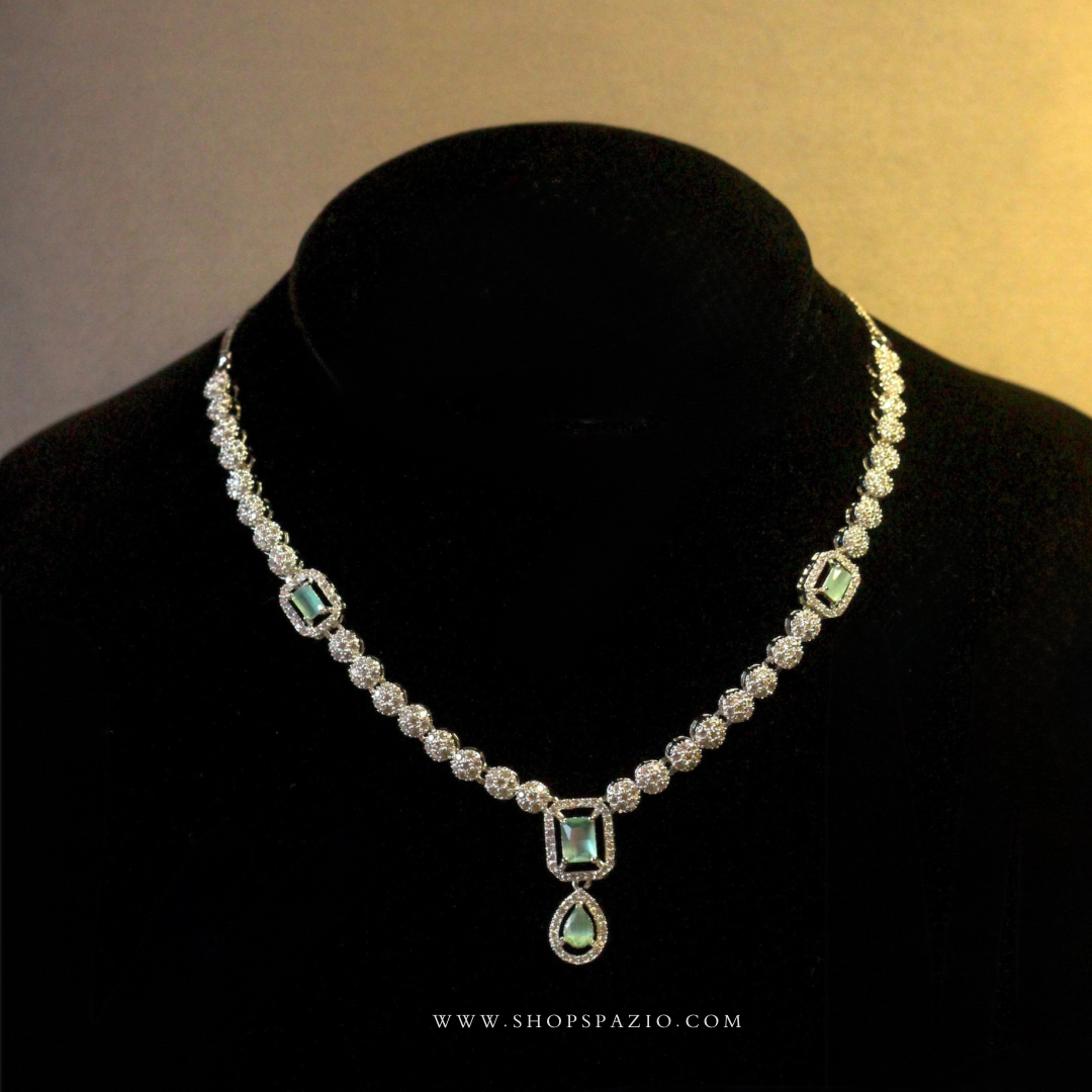 CZ Glow Necklace Set-Mint Green
