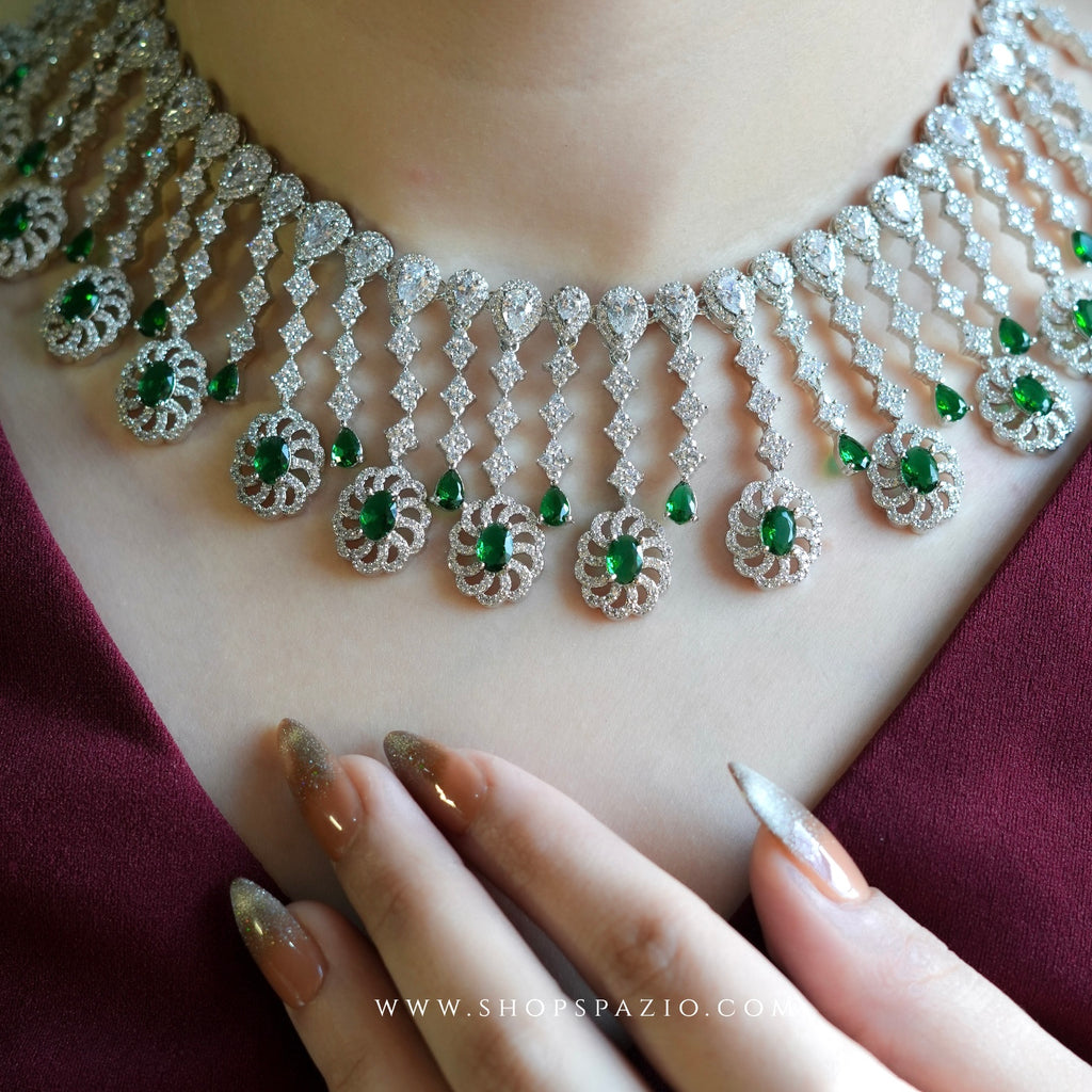 Emerald Crystal Necklace Set