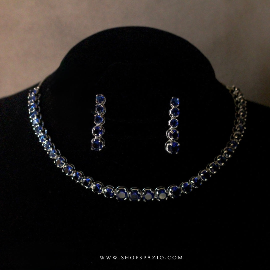 CZ Eternal Necklace Set-Blue