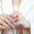 Regal Glow Statement Ring - Red