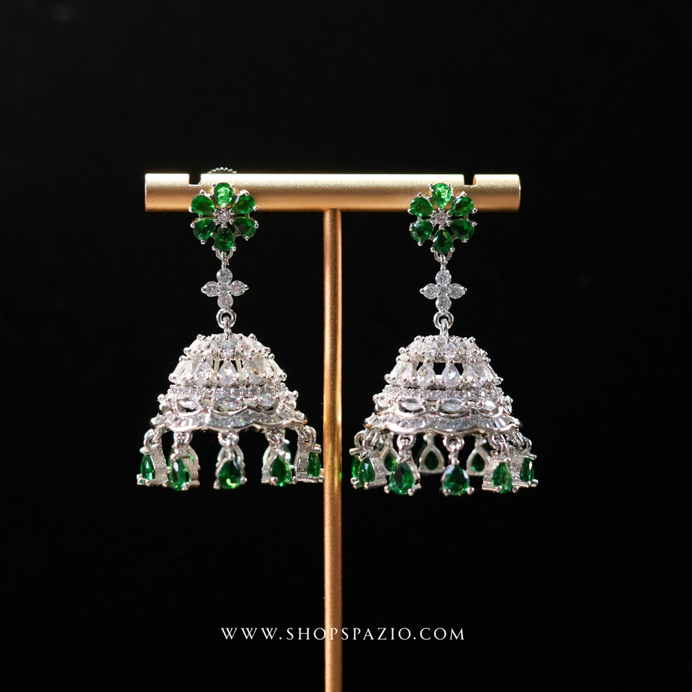 Noor Jhumki Earrings - Green