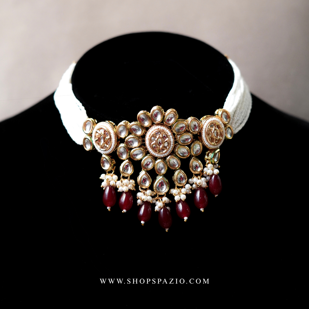 Kundan Choker Set - Maroon