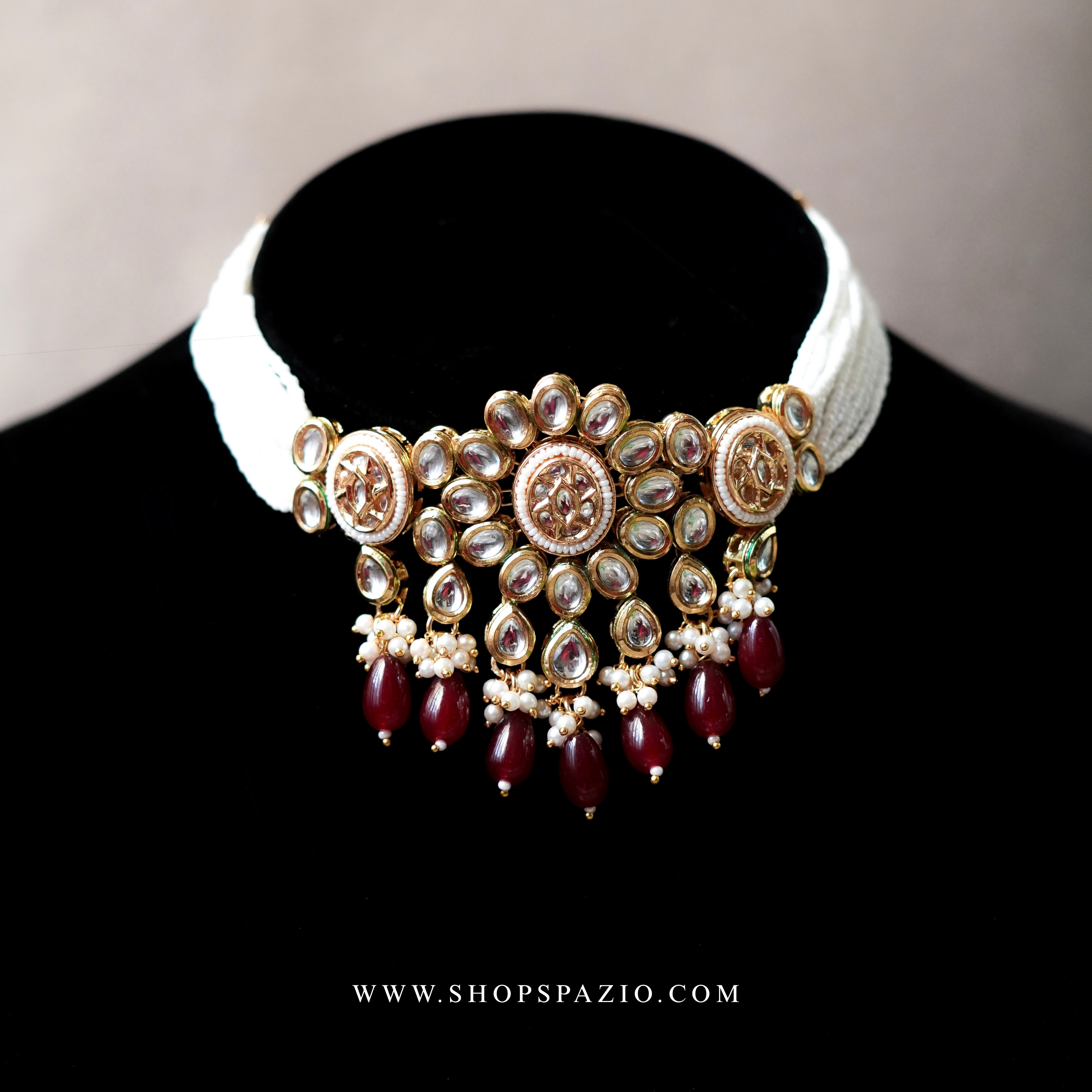 Kundan Choker Set - Maroon