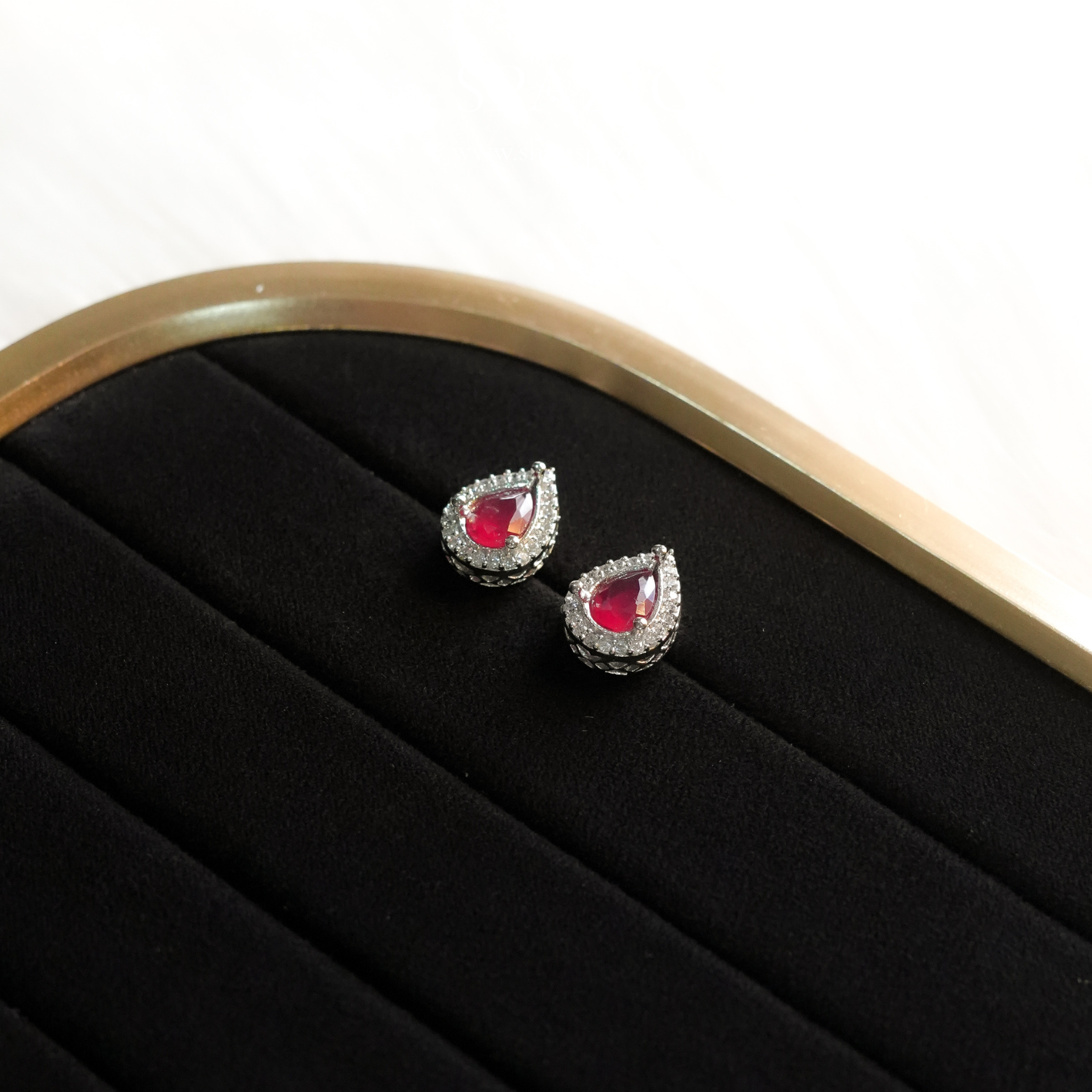 Crimson Dewdrop Studs