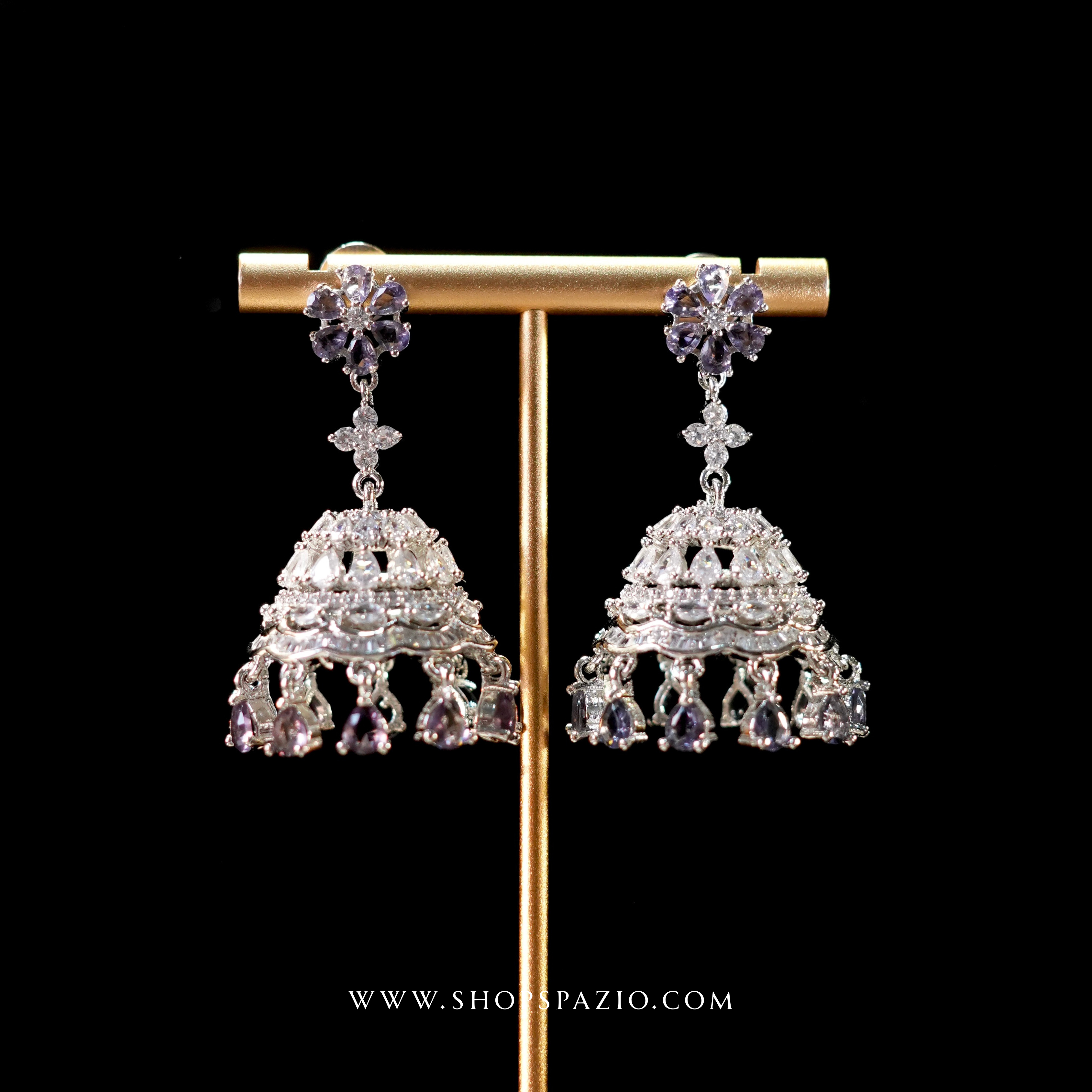 Noor Jhumki Earrings - Purple