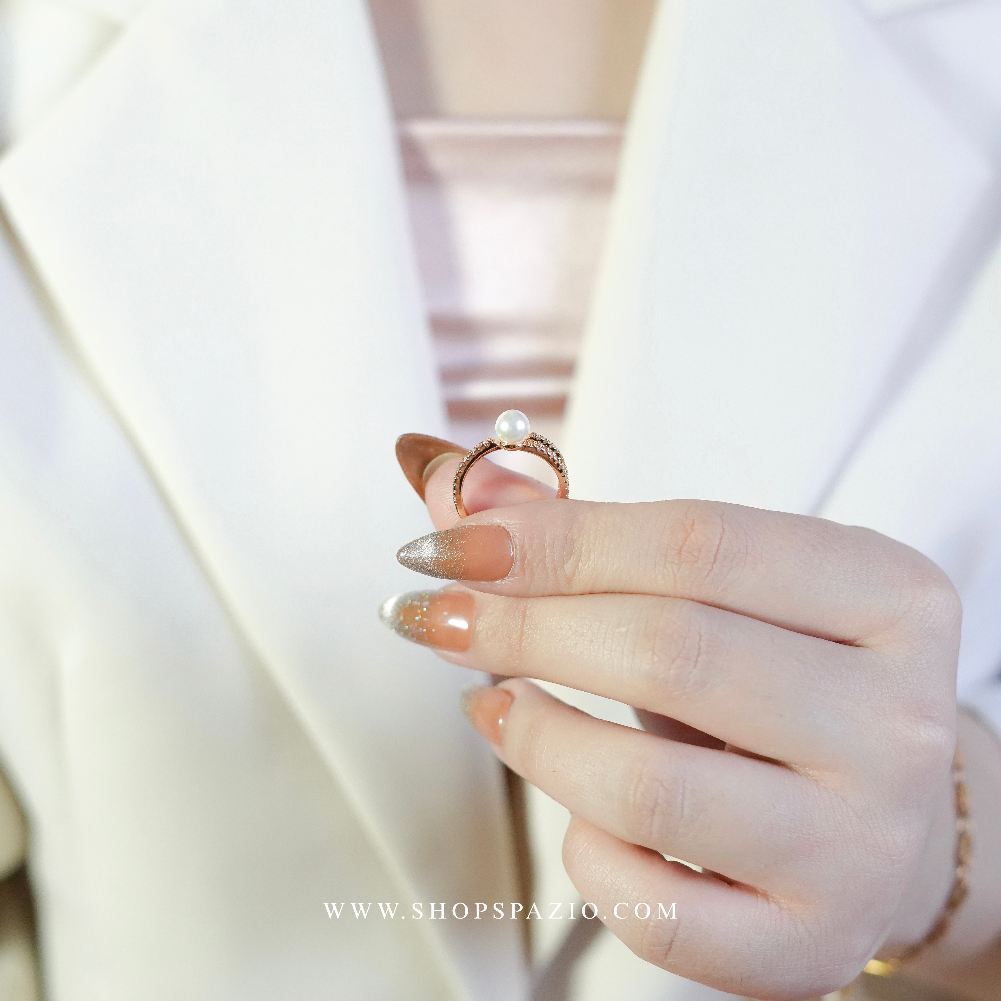 Minimal CZ Pearl Ring