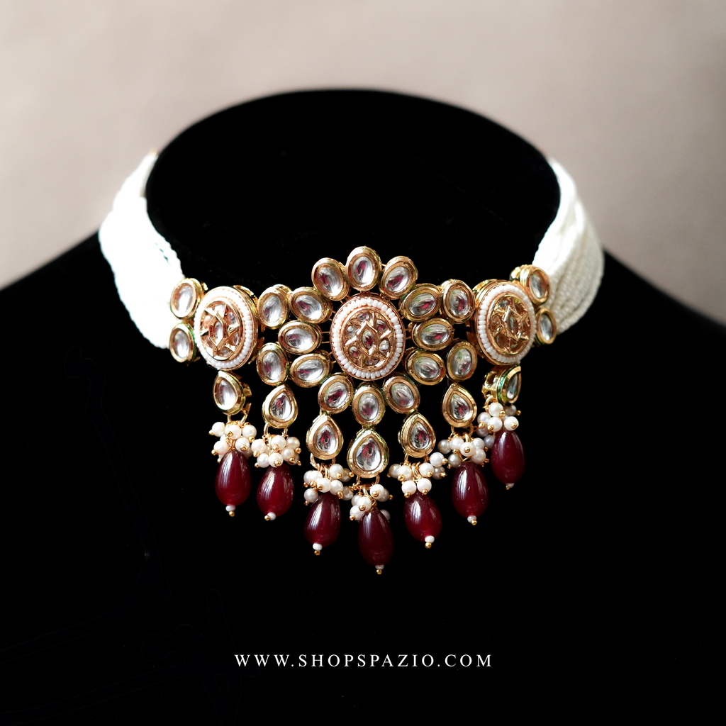 Kundan Choker Set - Maroon
