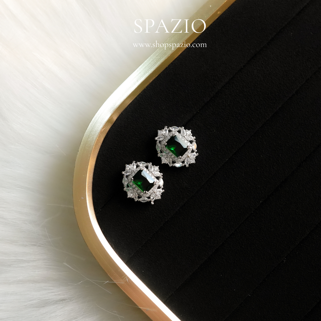 Heritage Ear Studs - Emerald Green