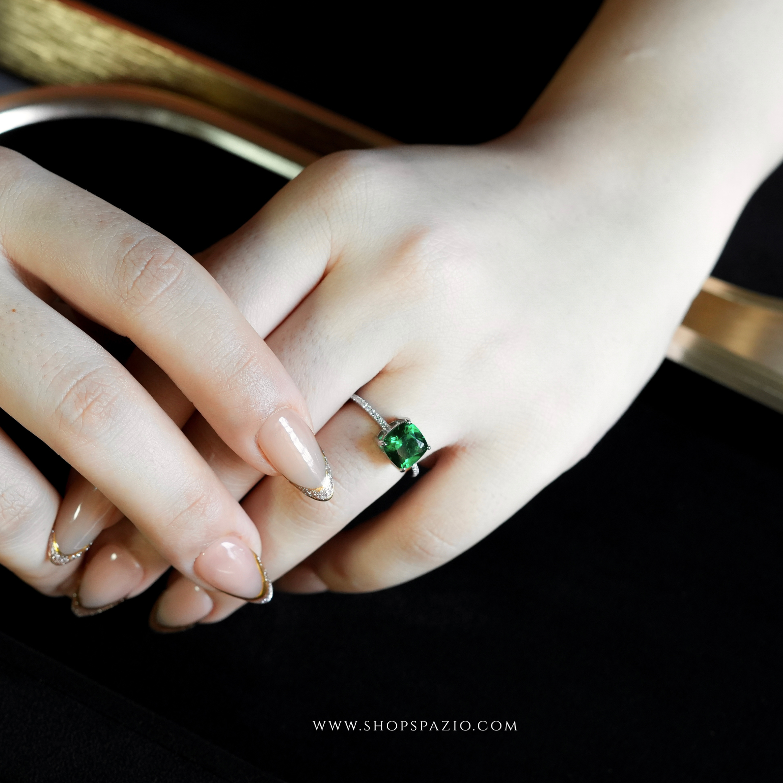 CZ Emerald Gleam Ring - Adjustable
