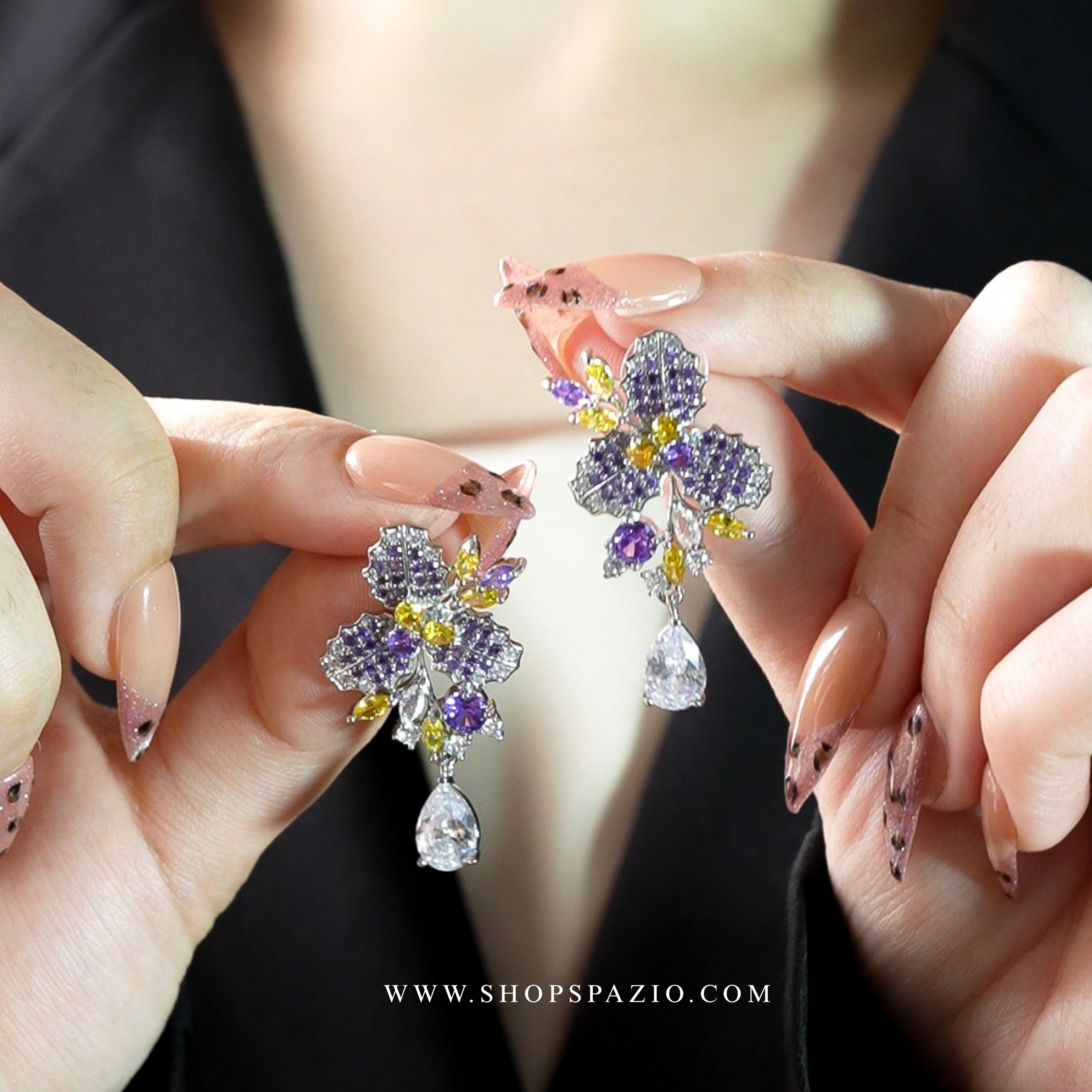 Petal Whisper Earrings - Purple