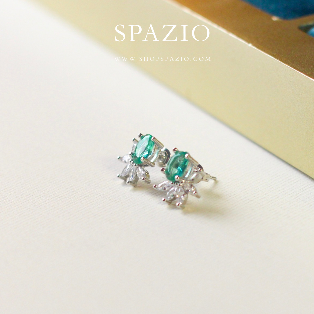 Teal Breeze Leaf Studs