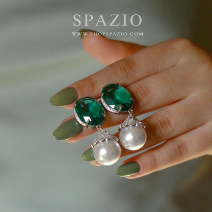 Emerald Pearl Grace Earrings