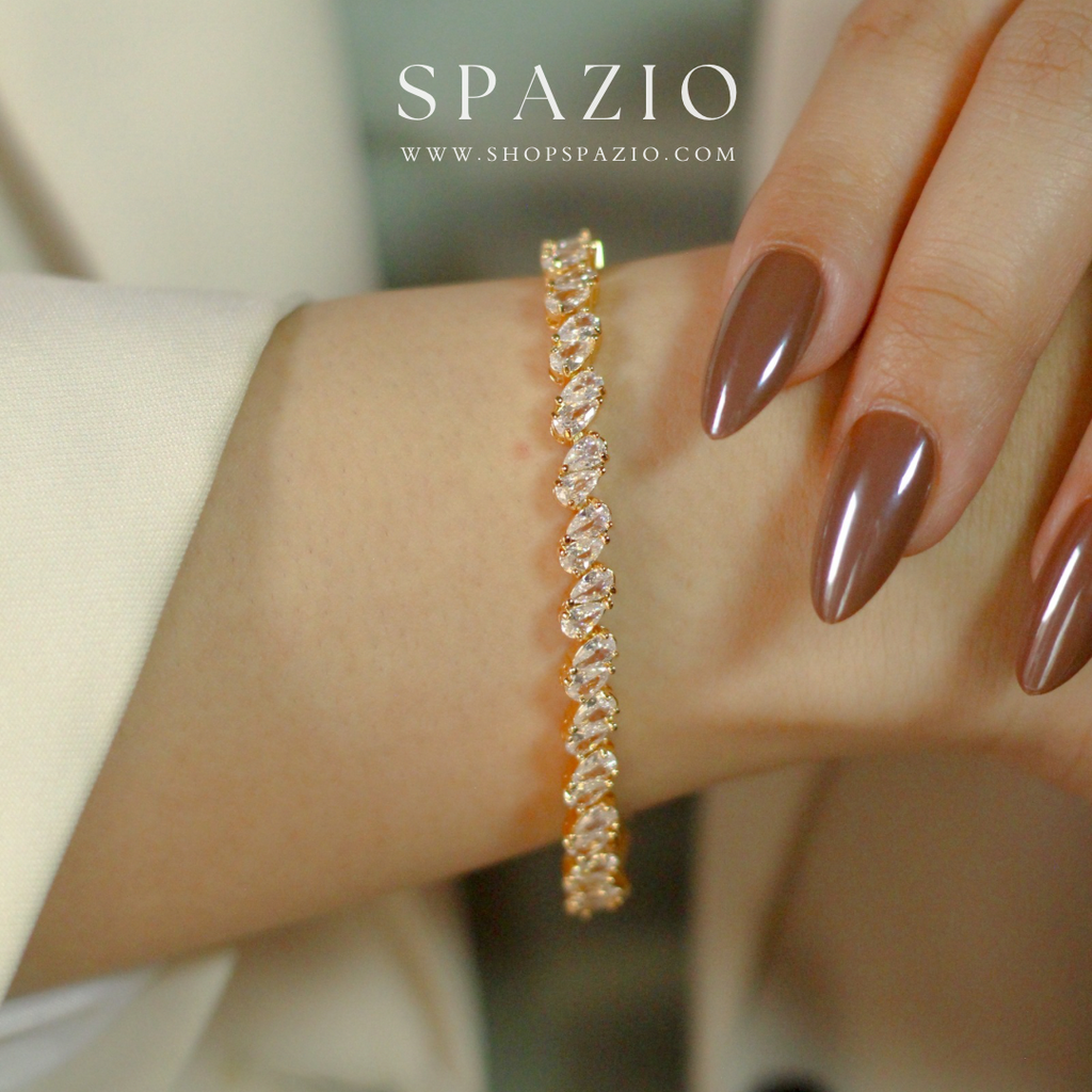 Golden Gleam Oval CZ Drop Bracelet