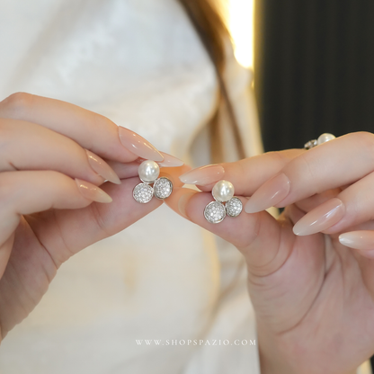 Trinity Pearl Triangle Studs