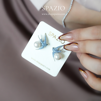 Whispering Bird Studs - Blue