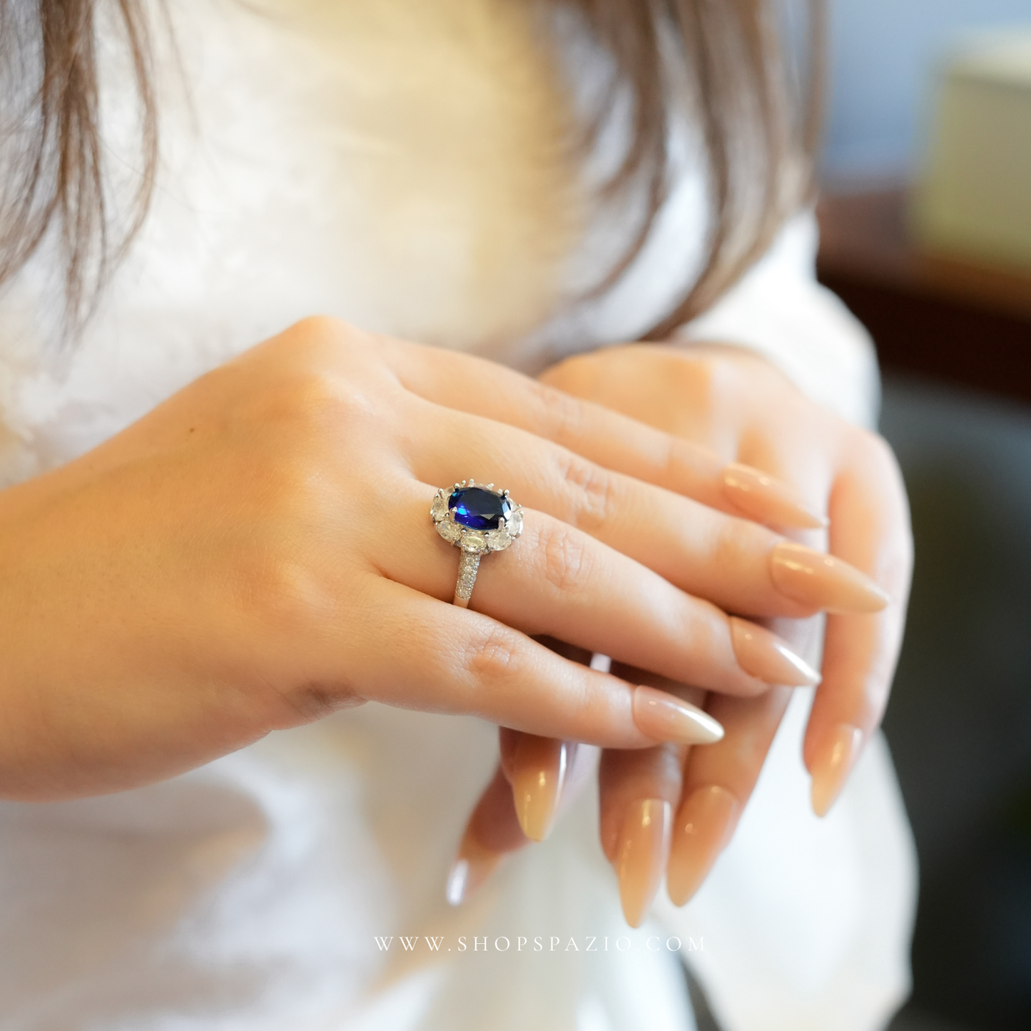 Azure Bloom CZ Ring - Adjustable