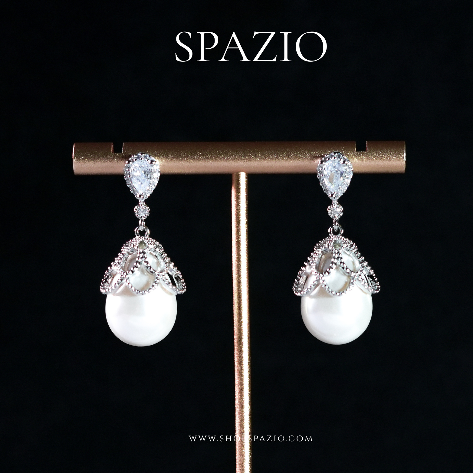 CZ Pearl Luna Drops