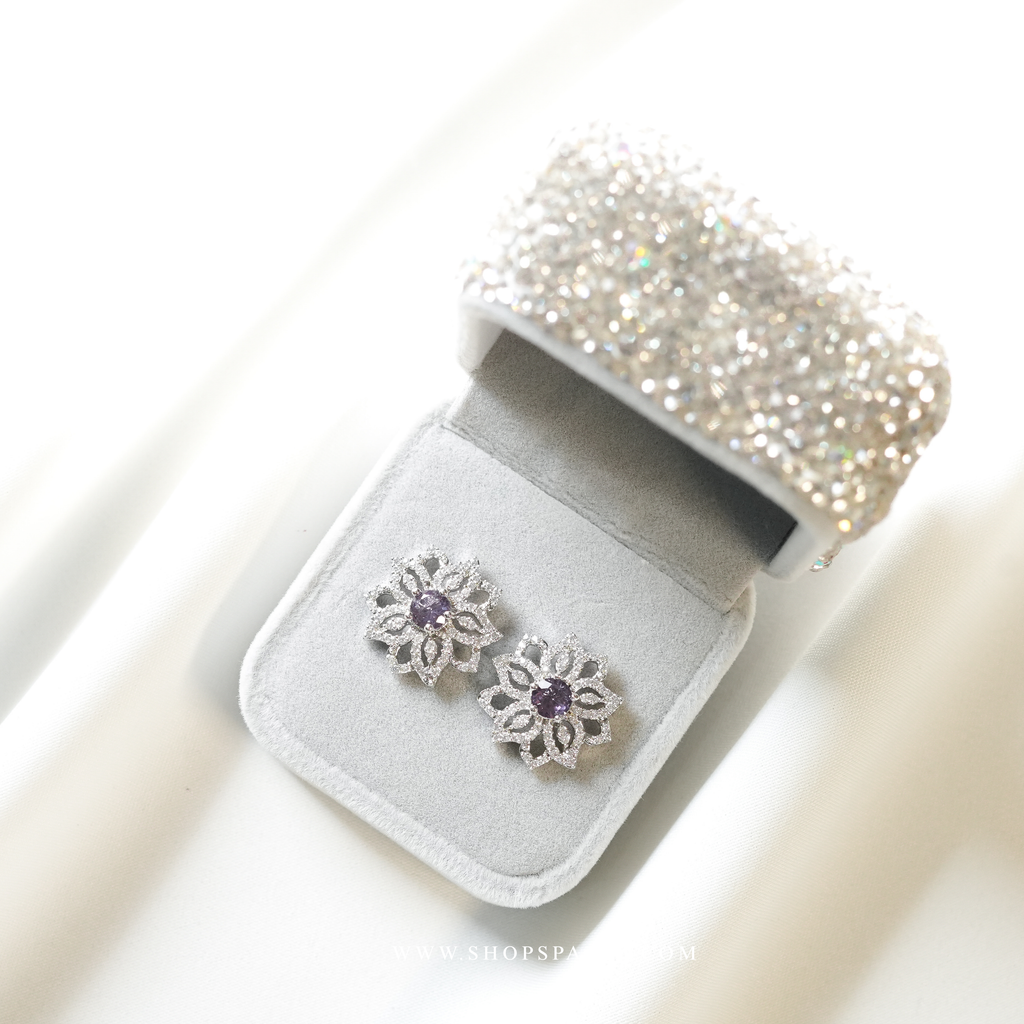 Celeste Bloom Studs -  Purple