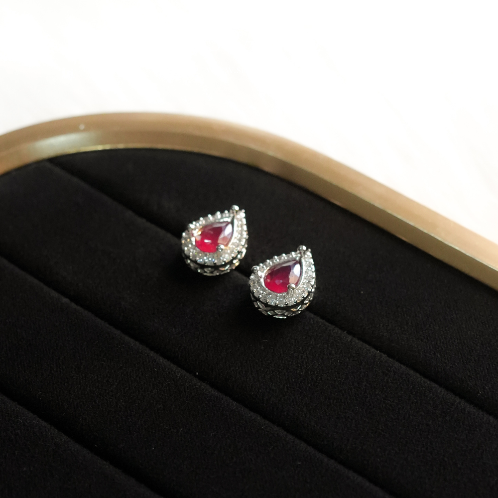 Crimson Dewdrop Studs