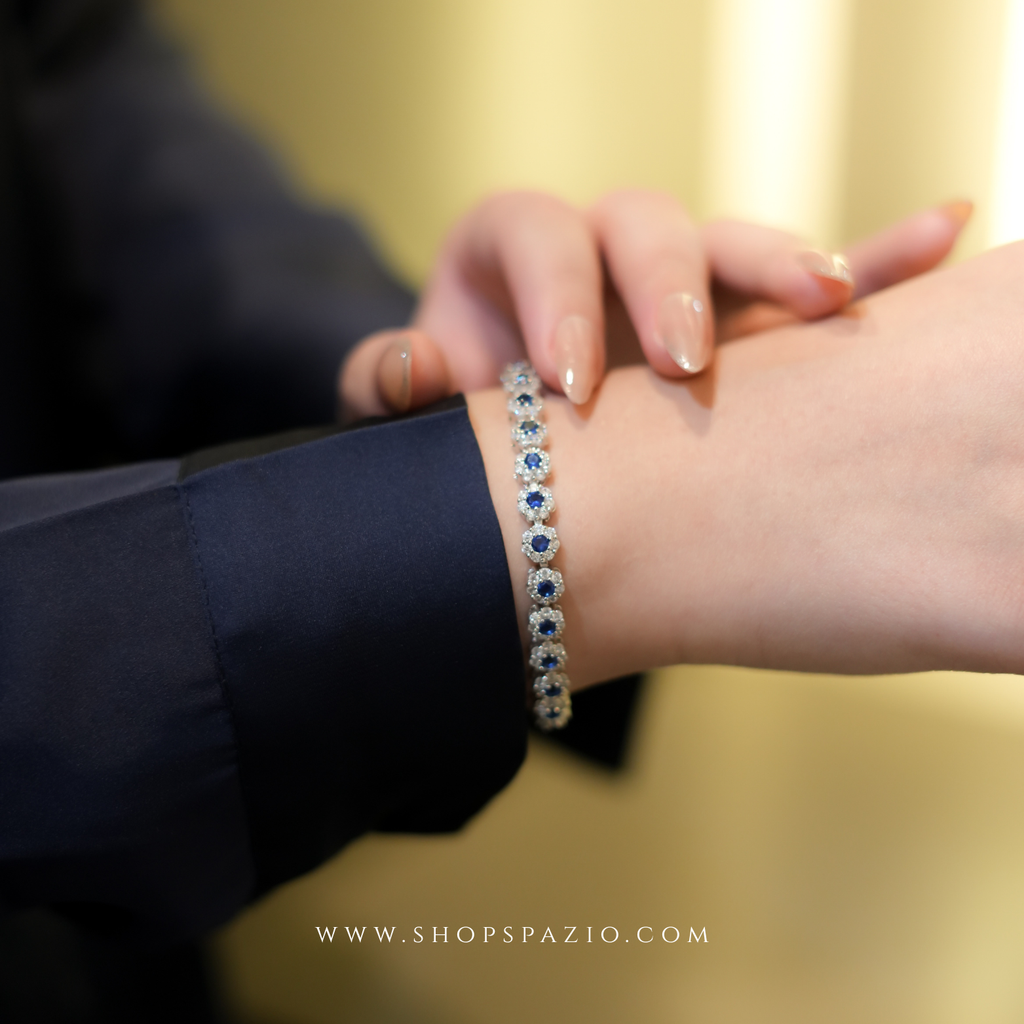 Sterling Blossom Bracelets - Blue