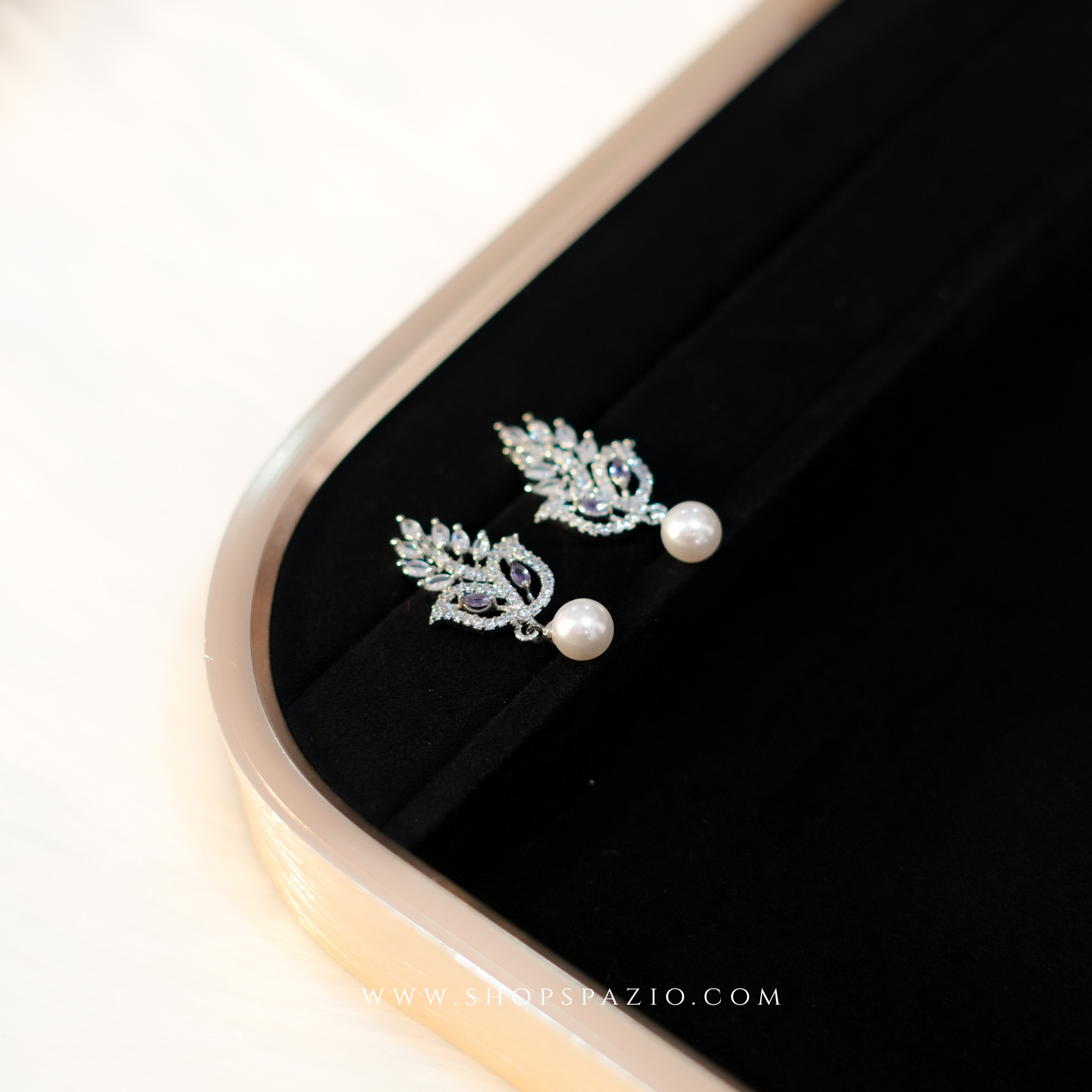 Petal Grace Pearl Earrings - Purple