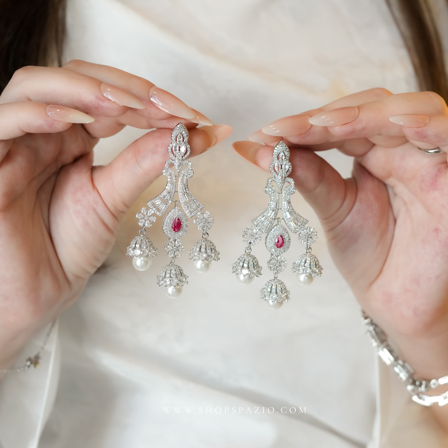 Imperial Ruby Pearl Chandeliers