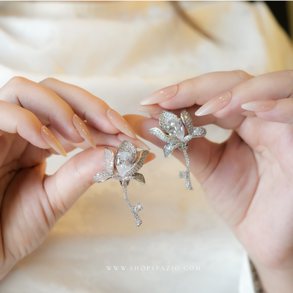 Rosé Drop Earrings - Silver
