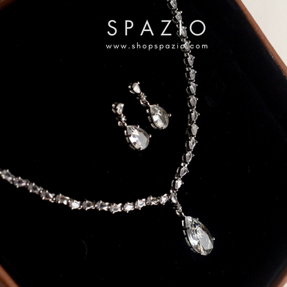 Minimal Silver Zircon Necklace Set