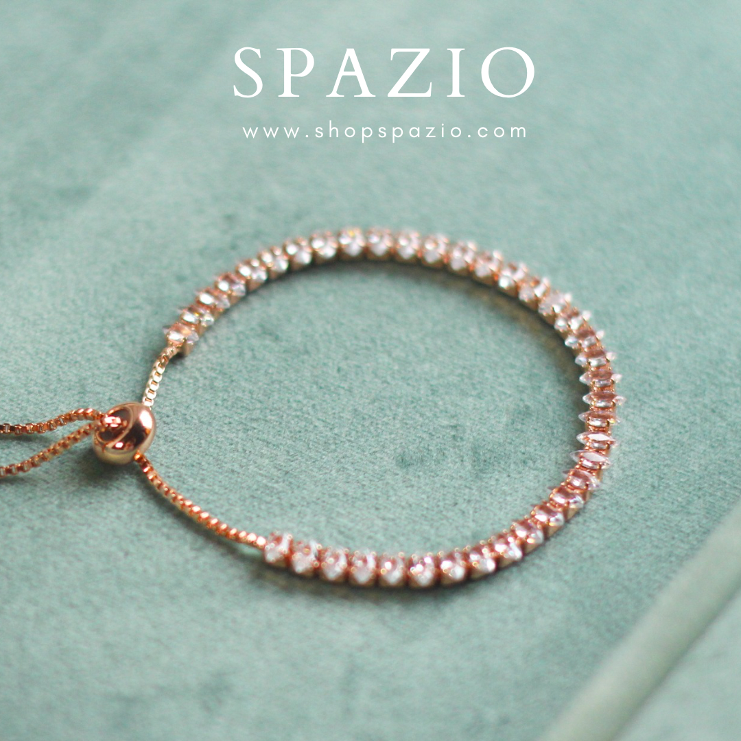 Diamond Cut Adjustable Bracelet-Rose Gold