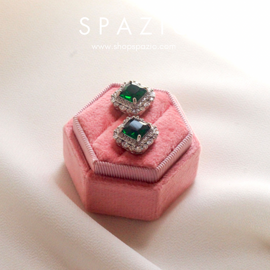 Emerald Square Zircon Stud