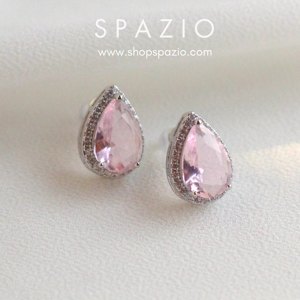 Pink Pear CZ Studs