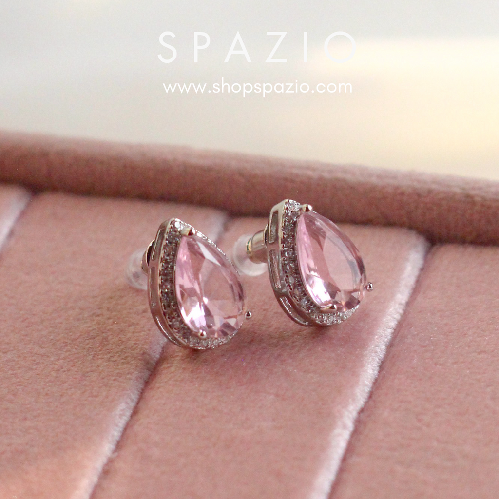 Pink Pear CZ Studs