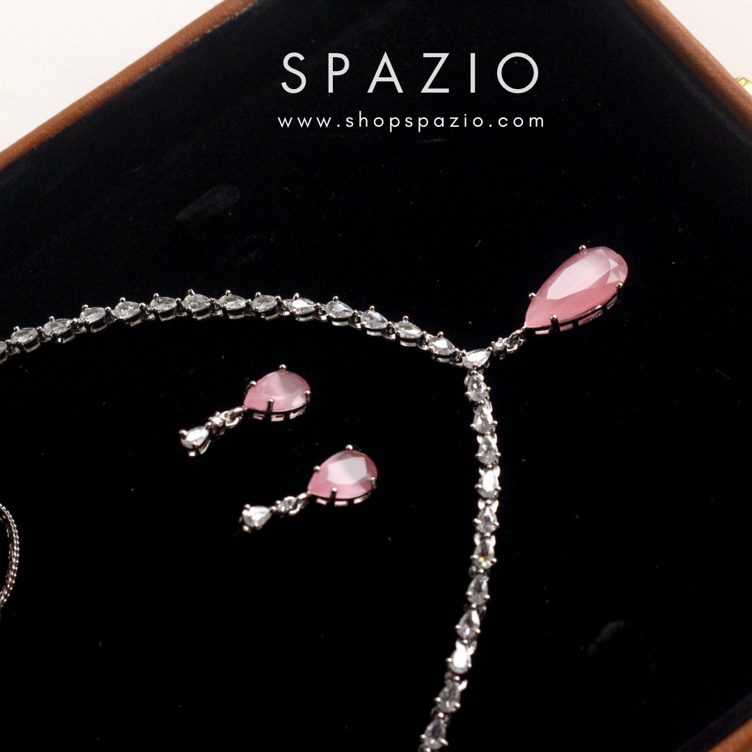 Minimal Pink Zircon Necklace Set