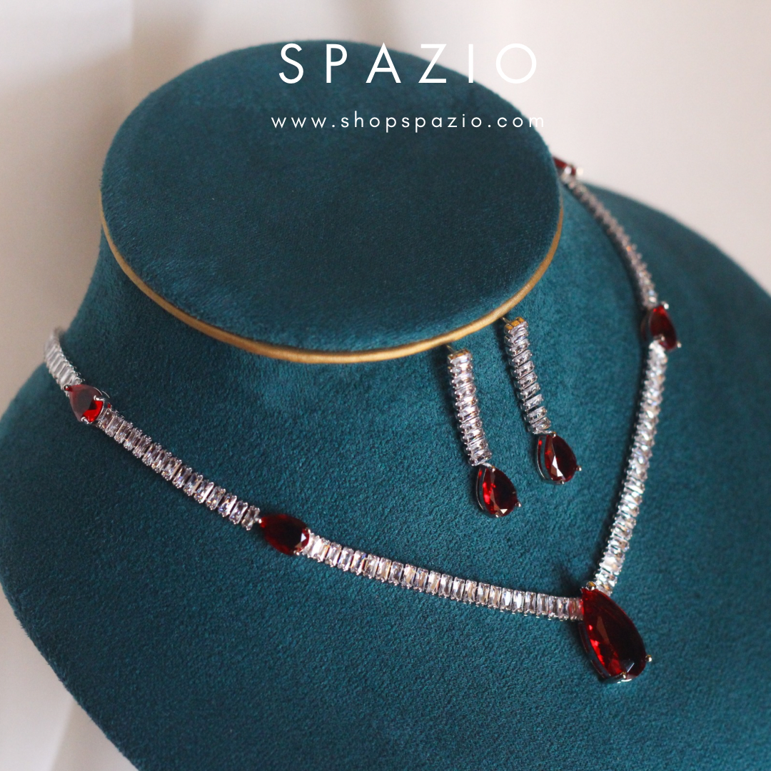 Crimson Glimmer Necklace Set