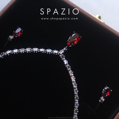 Minimal Crimson Zircon Necklace Set