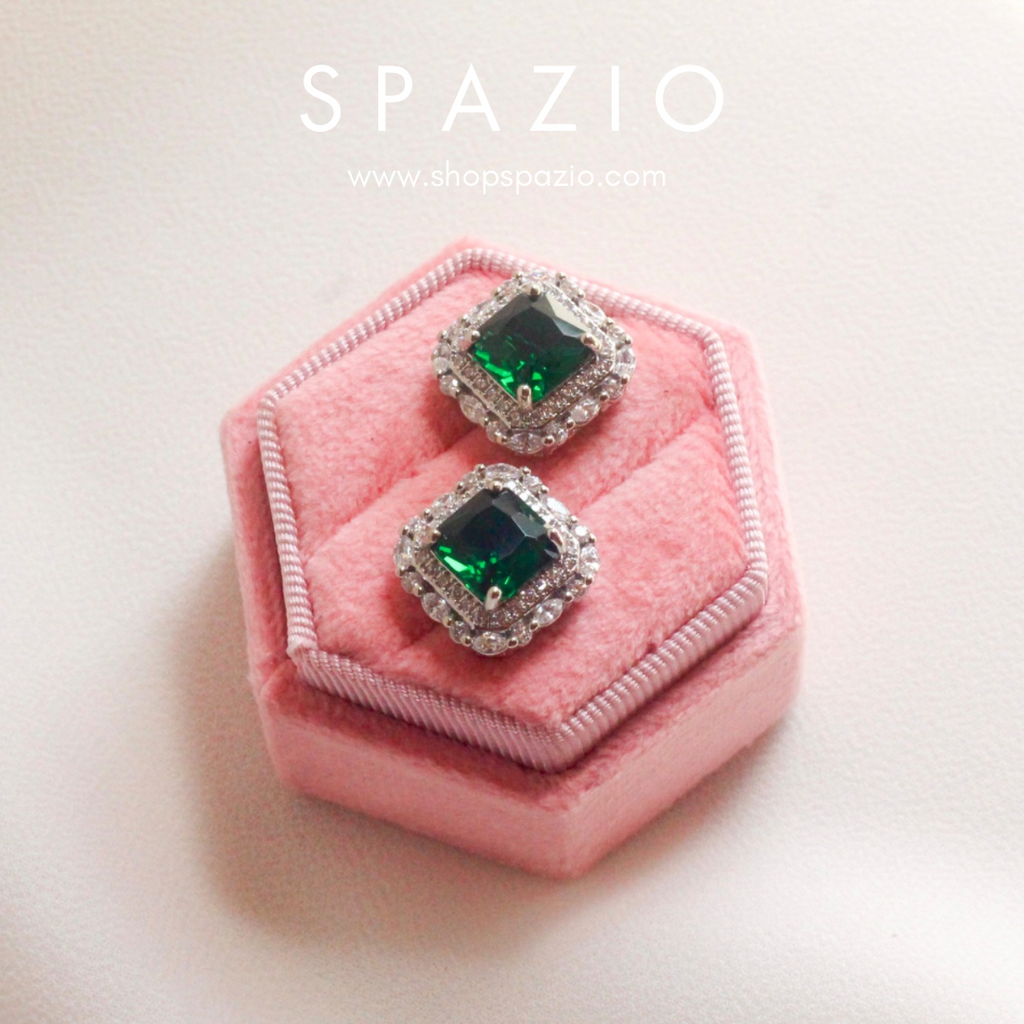 Emerald Square Zircon Stud