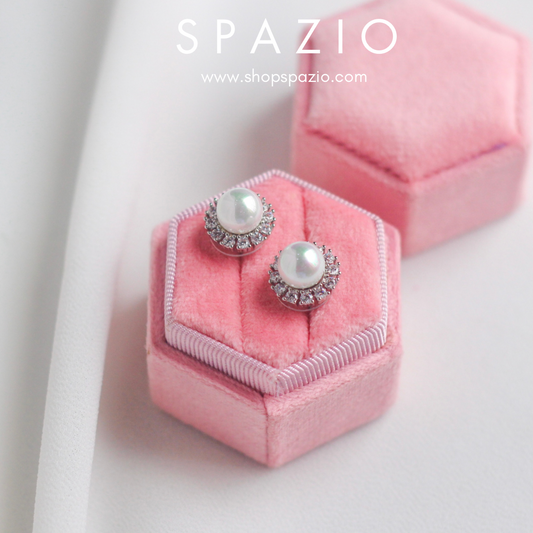 Elegant Silver Pearl Studs