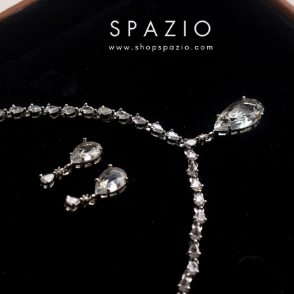 Minimal Silver Zircon Necklace Set