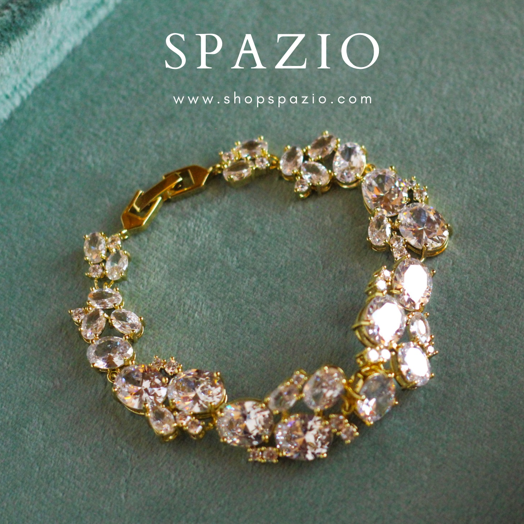 CZ Elegant Statement Bracelet-Golden